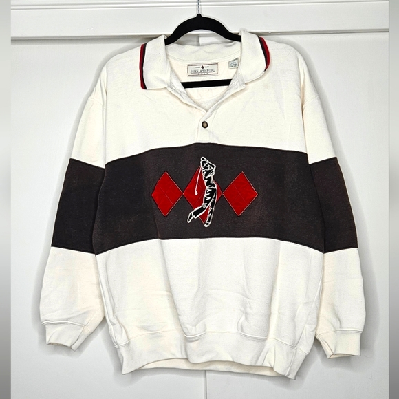 VTG JOHN ASHFORD GOLF Embroidered Sweater Sz L - Picture 1 of 9
